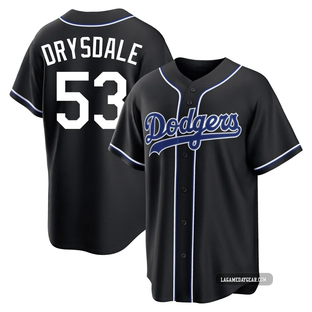 Don Drysdale ＃53 Los Angeles Dodgers Replica Men's Black Fashion Out Jersey