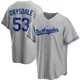 Don Drysdale ＃53 Los Angeles Dodgers Replica Men's Gray Road Jersey