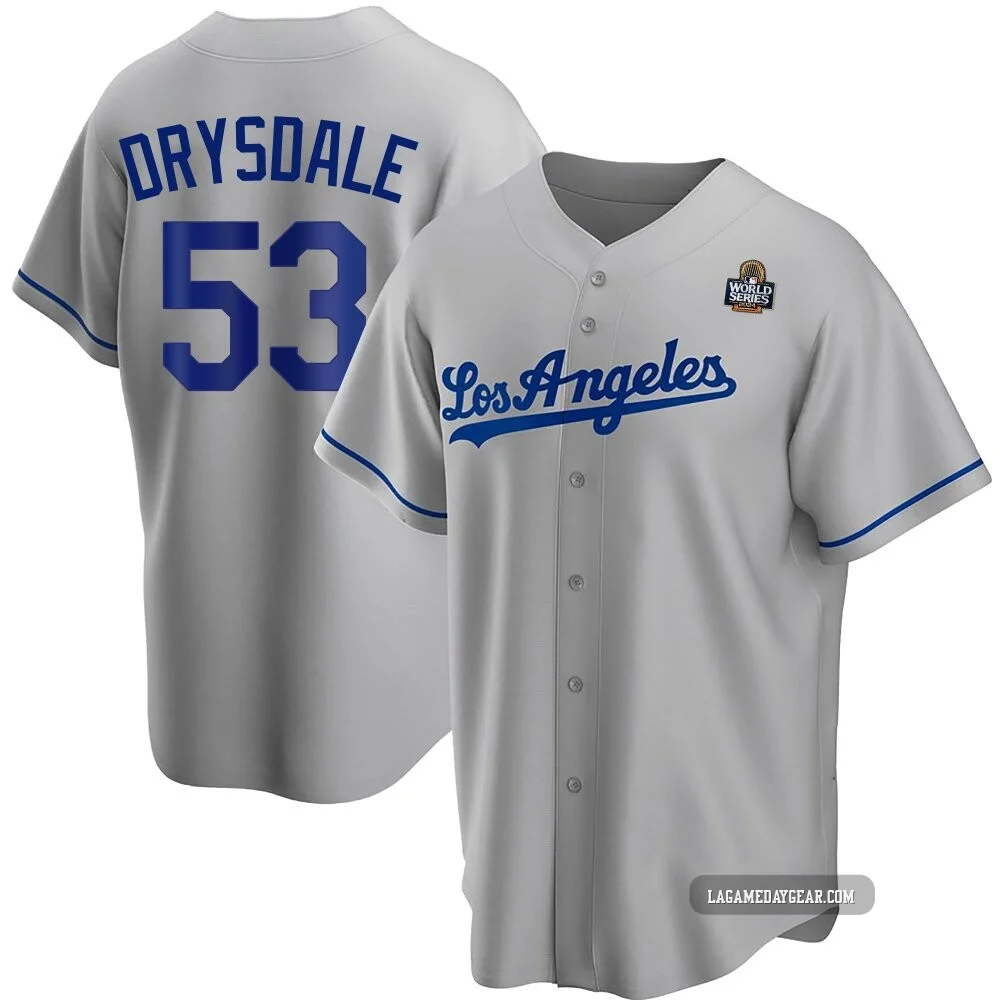 Don Drysdale ＃53 Los Angeles Dodgers Replica Youth Gray Road 2024 World Series Jersey