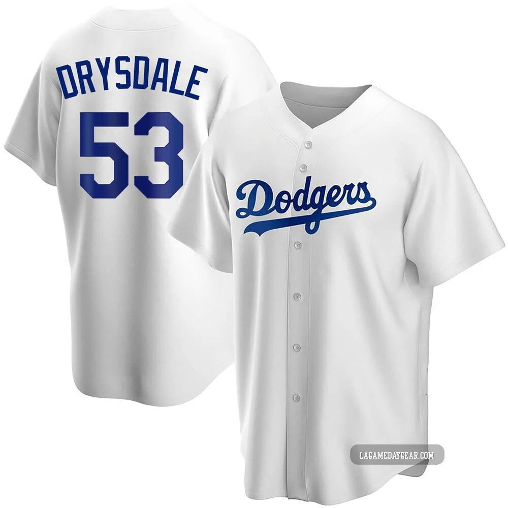 Don Drysdale ＃53 Los Angeles Dodgers Replica Youth White Home Jersey