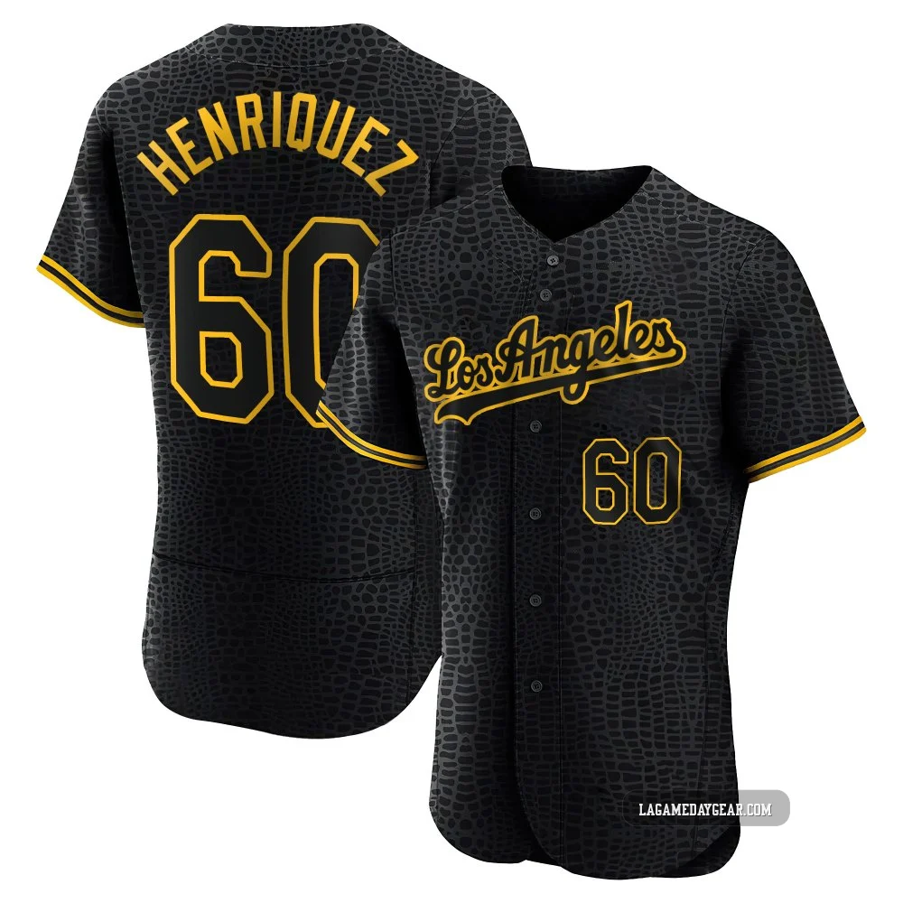 Edgardo Henriquez ＃60 Los Angeles Dodgers Authentic Men's Black Snake Skin City Jersey