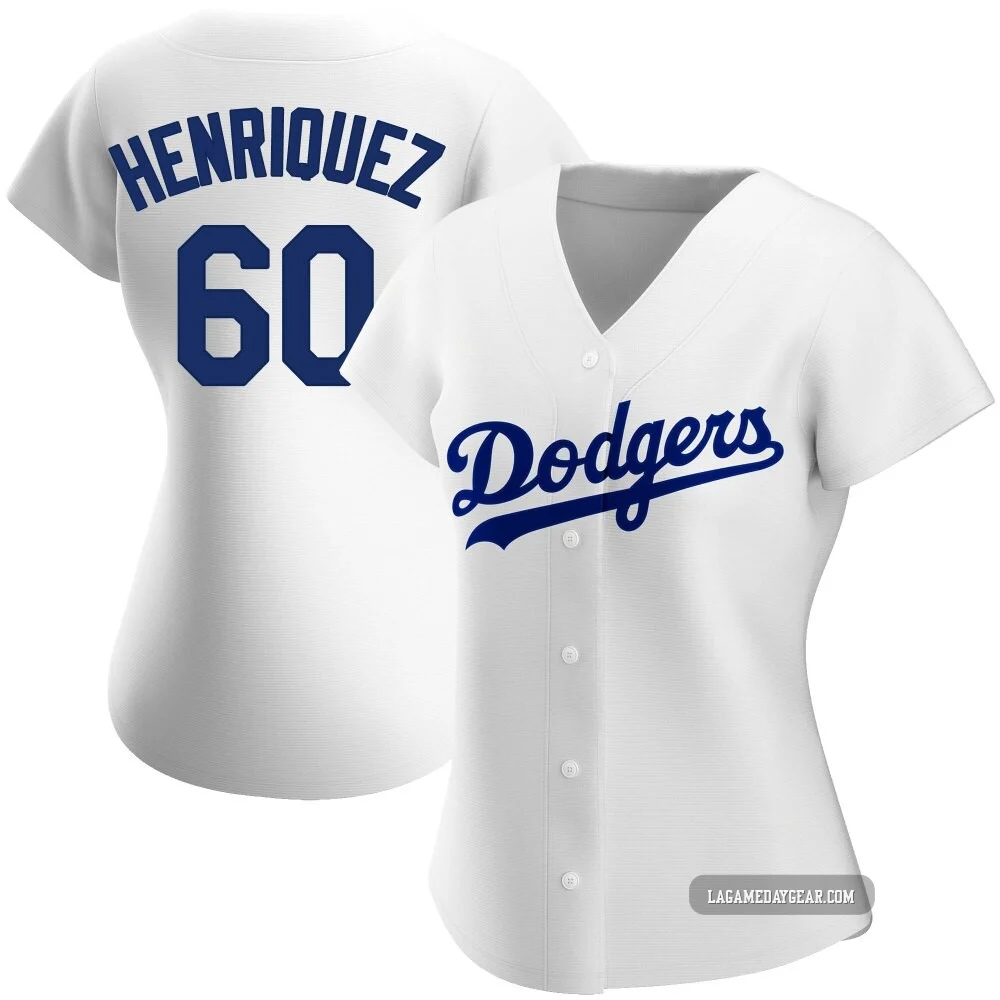 Edgardo Henriquez ＃60 Los Angeles Dodgers Authentic Women's White Home Jersey