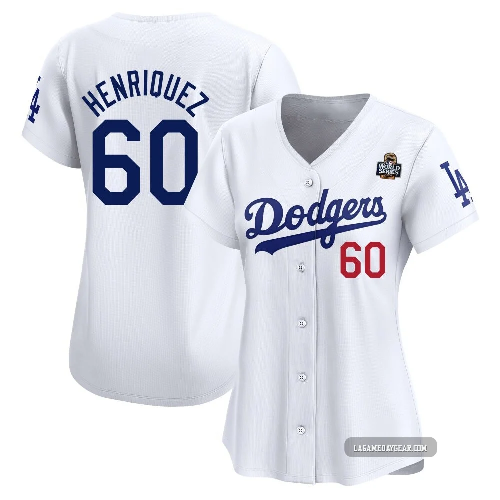 Edgardo Henriquez ＃60 Los Angeles Dodgers Limited Women's White Home 2024 World Series Jersey