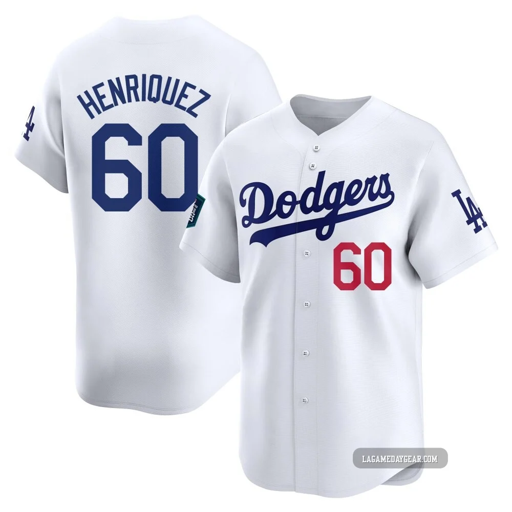 Edgardo Henriquez ＃60 Los Angeles Dodgers Limited Youth White 2024 World Tour Seoul Series Home Jersey