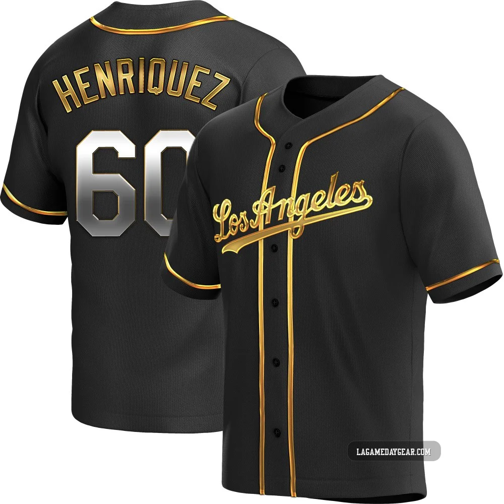 Edgardo Henriquez ＃60 Los Angeles Dodgers Replica Men's Gold Black en Alternate Jersey