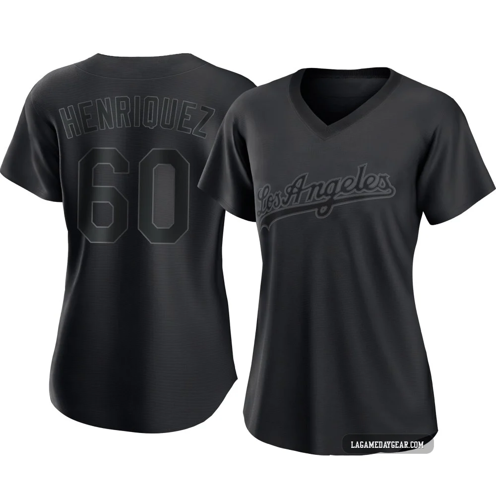 Edgardo Henriquez ＃60 Los Angeles Dodgers Replica Women's Black Pitch Fashion Jersey