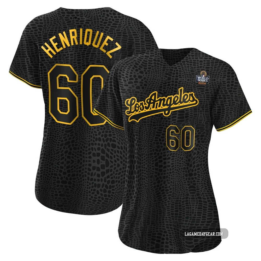 Edgardo Henriquez ＃60 Los Angeles Dodgers Replica Women's Black Snake Skin City 2024 World Series Jersey