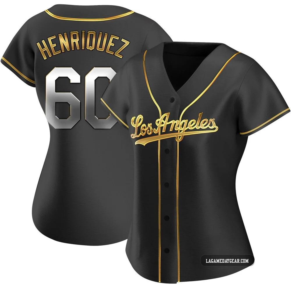 Edgardo Henriquez ＃60 Los Angeles Dodgers Replica Women's Gold Black en Alternate Jersey