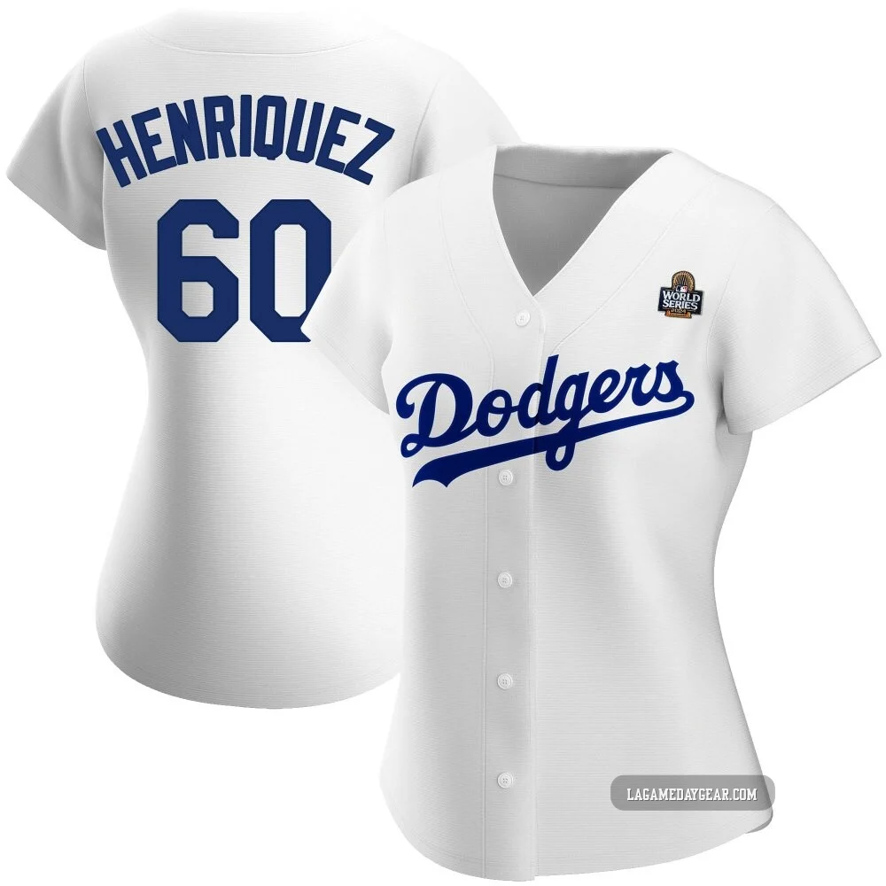 Edgardo Henriquez ＃60 Los Angeles Dodgers Replica Women's White Home 2024 World Series Jersey