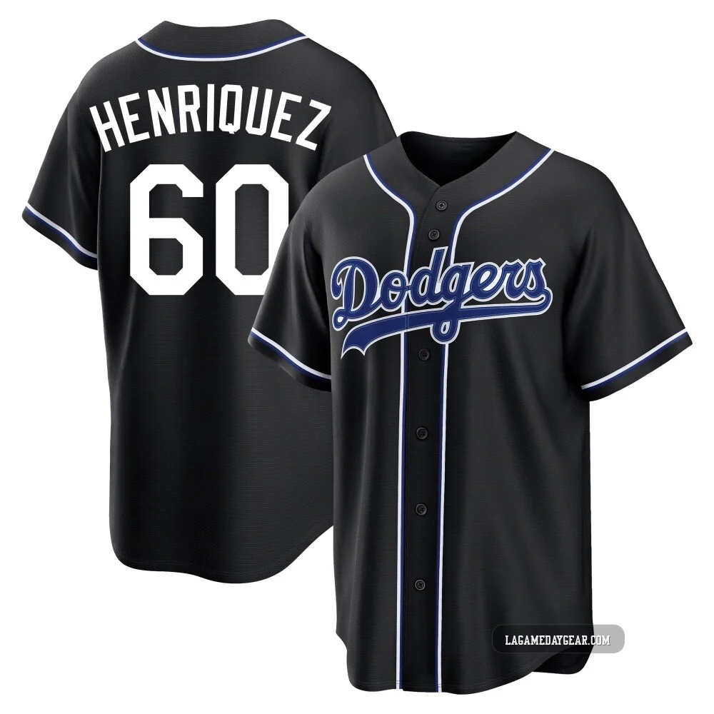 Edgardo Henriquez ＃60 Los Angeles Dodgers Replica Youth Black Fashion Out Jersey