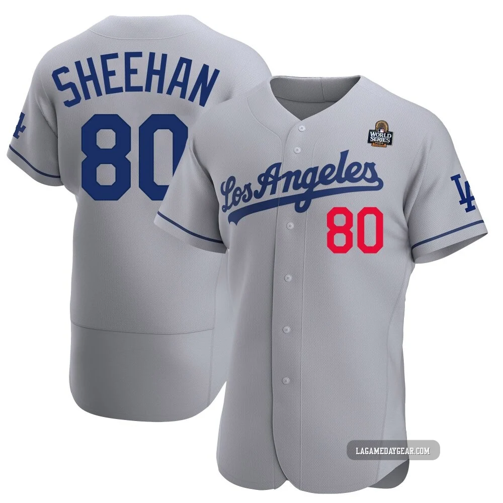 Emmet Sheehan ＃80 Los Angeles Dodgers Authentic Men's Gray Away Official 2024 World Series Jersey