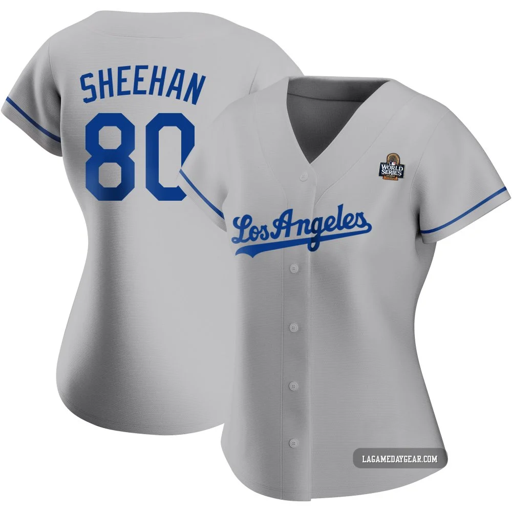 Emmet Sheehan ＃80 Los Angeles Dodgers Authentic Women's Gray Road 2024 World Series Jersey