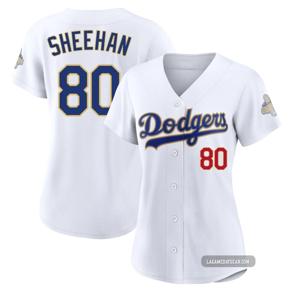 Emmet Sheehan ＃80 Los Angeles Dodgers Limited Women's Gold White 2026 Collection Stadium Jersey