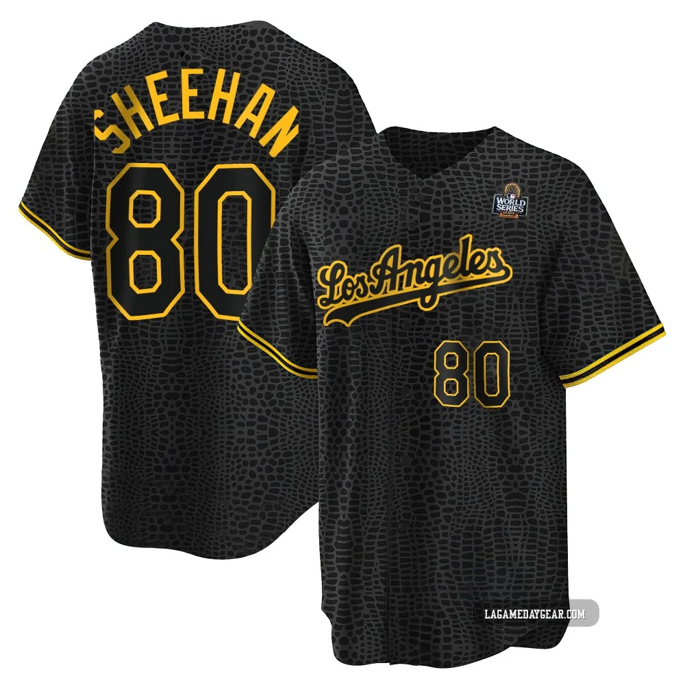 Emmet Sheehan ＃80 Los Angeles Dodgers Replica Men's Black Snake Skin City 2024 World Series Jersey