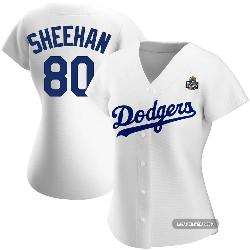 Emmet Sheehan ＃80 Los Angeles Dodgers Replica Women's White Home 2024 World Series Jersey