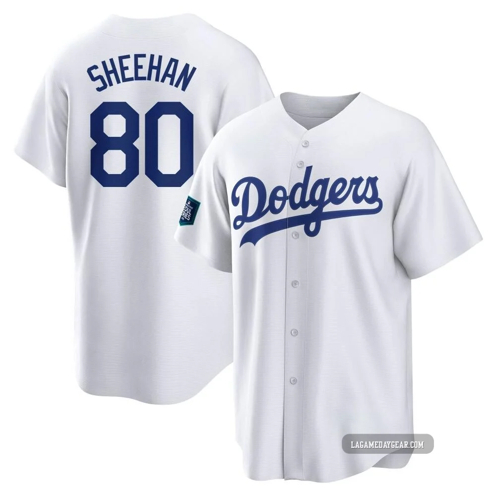 Emmet Sheehan ＃80 Los Angeles Dodgers Replica Youth White 2024 World Tour Seoul Series Home Jersey