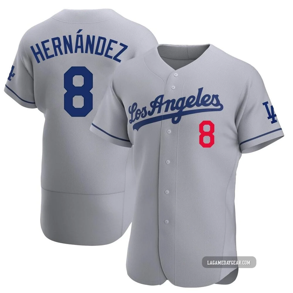 Enrique Hernandez ＃8 Los Angeles Dodgers Authentic Men's Gray Away Jersey