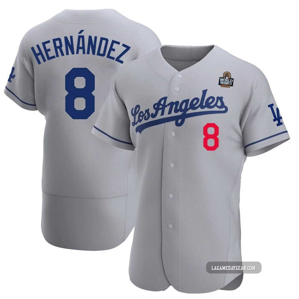 Enrique Hernandez ＃8 Los Angeles Dodgers Authentic Men's Gray Away Official 2024 World Series Jersey