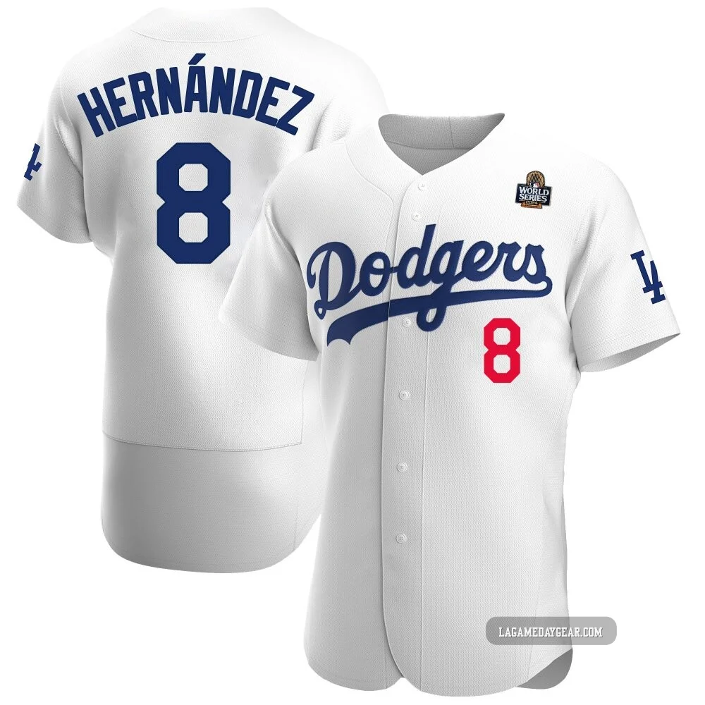 Enrique Hernandez ＃8 Los Angeles Dodgers Authentic Men's White Home Official 2024 World Series Jersey