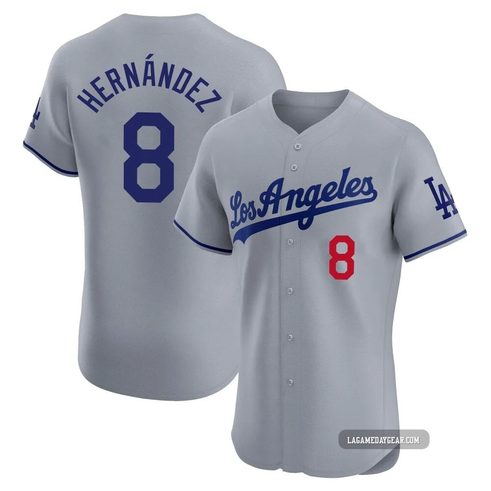 Enrique Hernandez ＃8 Los Angeles Dodgers Elite Men's Gray Road Jersey