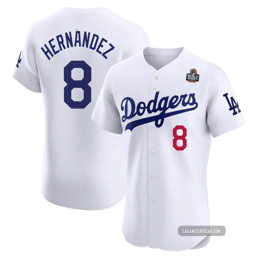 Enrique Hernandez ＃8 Los Angeles Dodgers Elite Men's White Home 2024 World Series Jersey