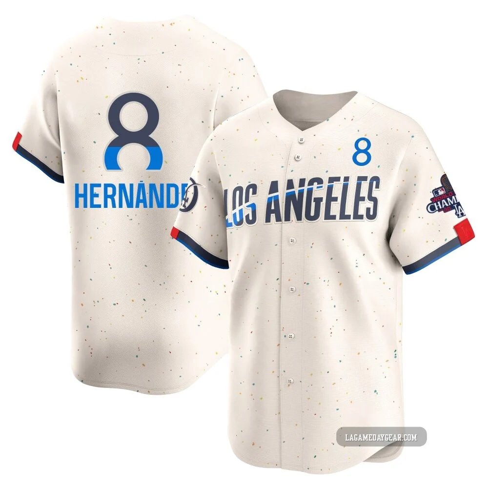 Enrique Hernandez ＃8 Los Angeles Dodgers Limited Men's Cream 2024 City Connect World Series Champions Jersey