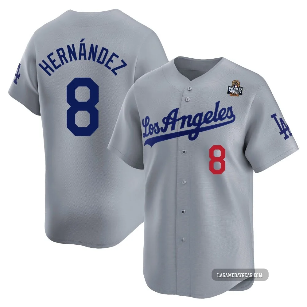 Enrique Hernandez ＃8 Los Angeles Dodgers Limited Men's Gray Away 2024 World Series Jersey