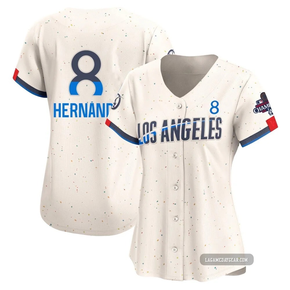 Enrique Hernandez ＃8 Los Angeles Dodgers Limited Women's Cream 2024 City Connect World Series Champions Jersey
