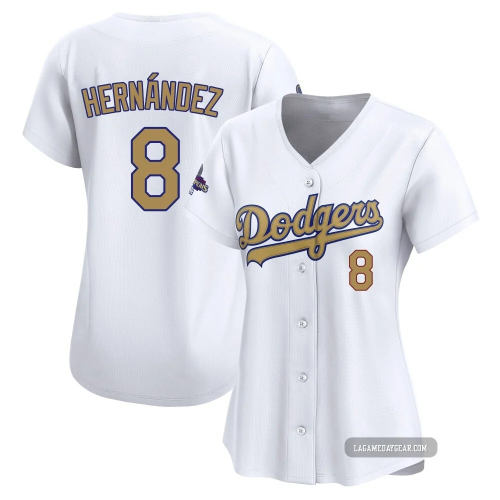 Enrique Hernandez ＃8 Los Angeles Dodgers Limited Women's Gold White 2025 Collection Jersey