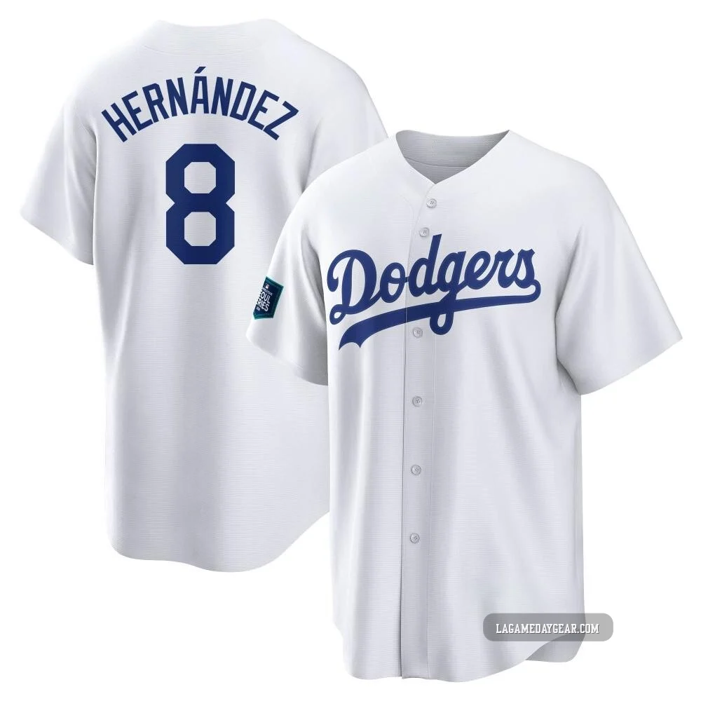 Enrique Hernandez ＃8 Los Angeles Dodgers Replica Men's White 2024 World Tour Seoul Series Home Jersey