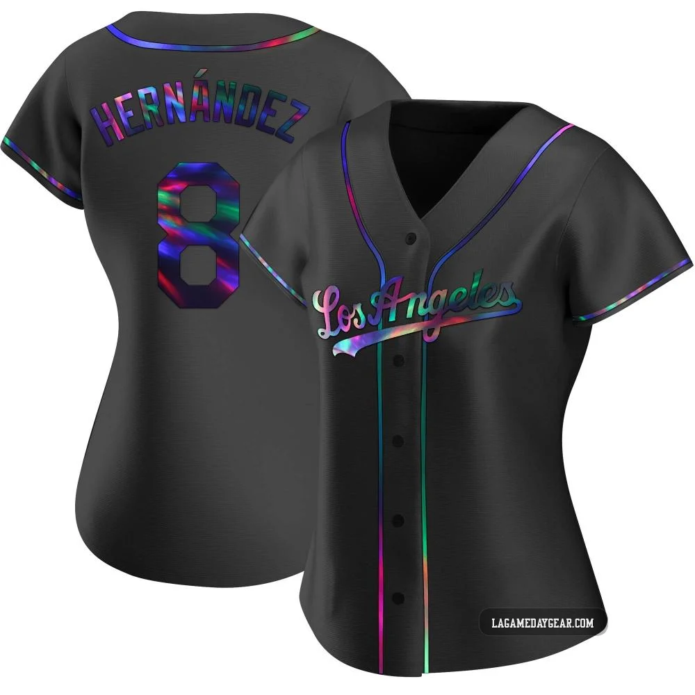 Enrique Hernandez ＃8 Los Angeles Dodgers Replica Women's Black Holographic Alternate Jersey