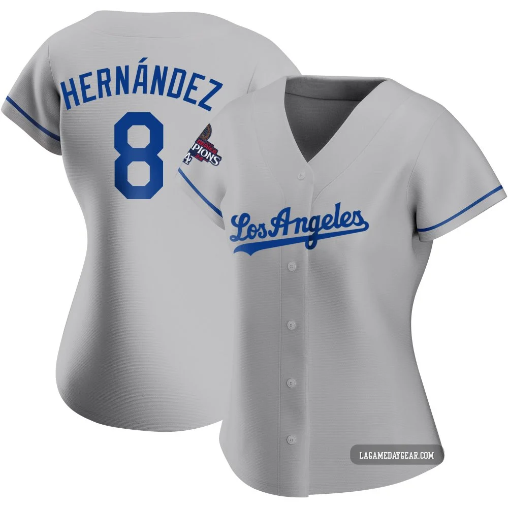 Enrique Hernandez ＃8 Los Angeles Dodgers Replica Women's Gray Road 2024 World Series Champions Jersey