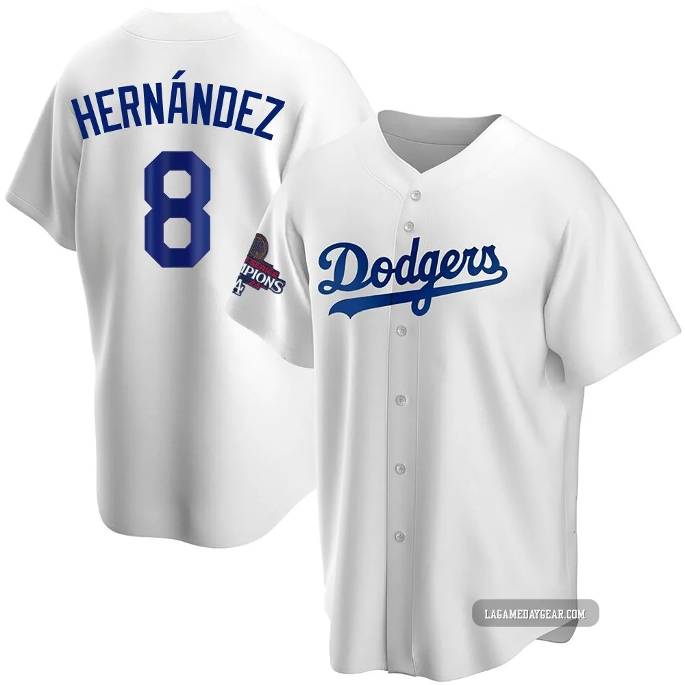 Enrique Hernandez ＃8 Los Angeles Dodgers Replica Youth White Home 2024 World Series Champions Jersey