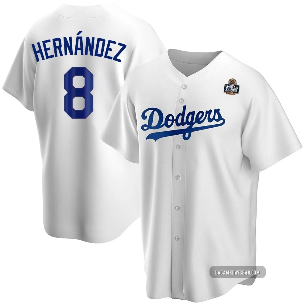 Enrique Hernandez ＃8 Los Angeles Dodgers Replica Youth White Home 2024 World Series Jersey