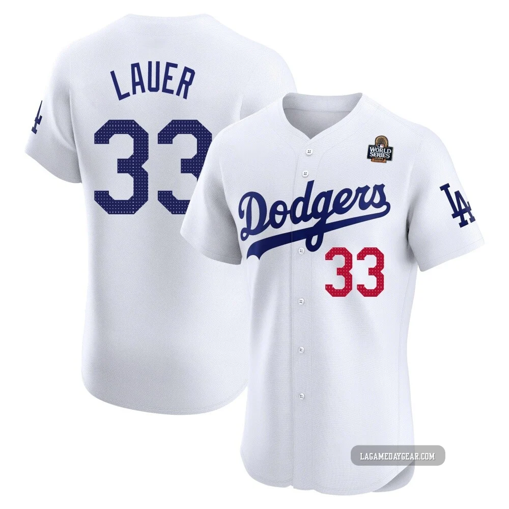 Eric Lauer ＃33 Los Angeles Dodgers Elite Men's White Home 2024 World Series Jersey