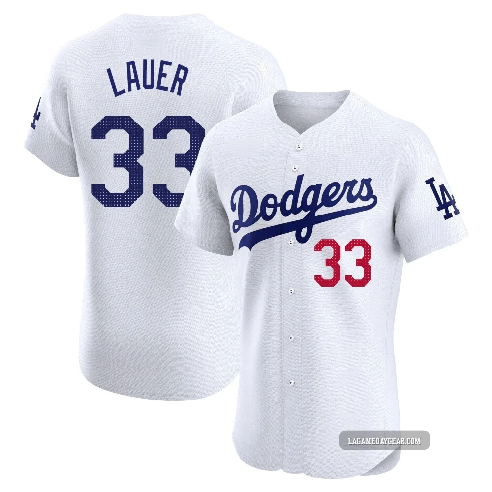 Eric Lauer ＃33 Los Angeles Dodgers Elite Men's White Home Jersey