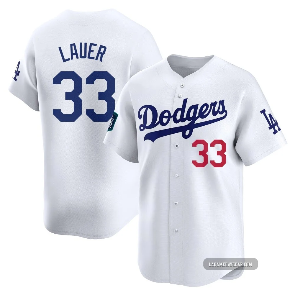 Eric Lauer ＃33 Los Angeles Dodgers Limited Men's White 2024 World Tour Seoul Series Home Jersey