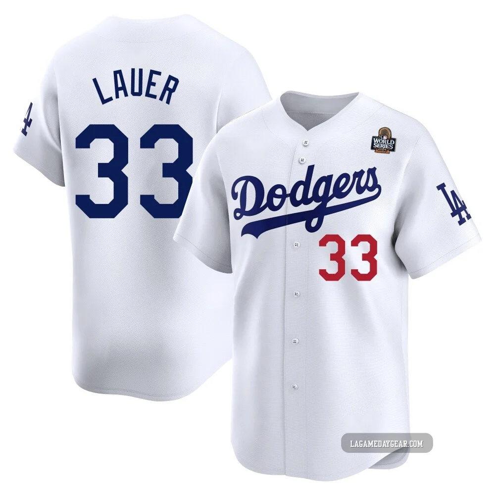 Eric Lauer ＃33 Los Angeles Dodgers Limited Men's White Home 2024 World Series Jersey