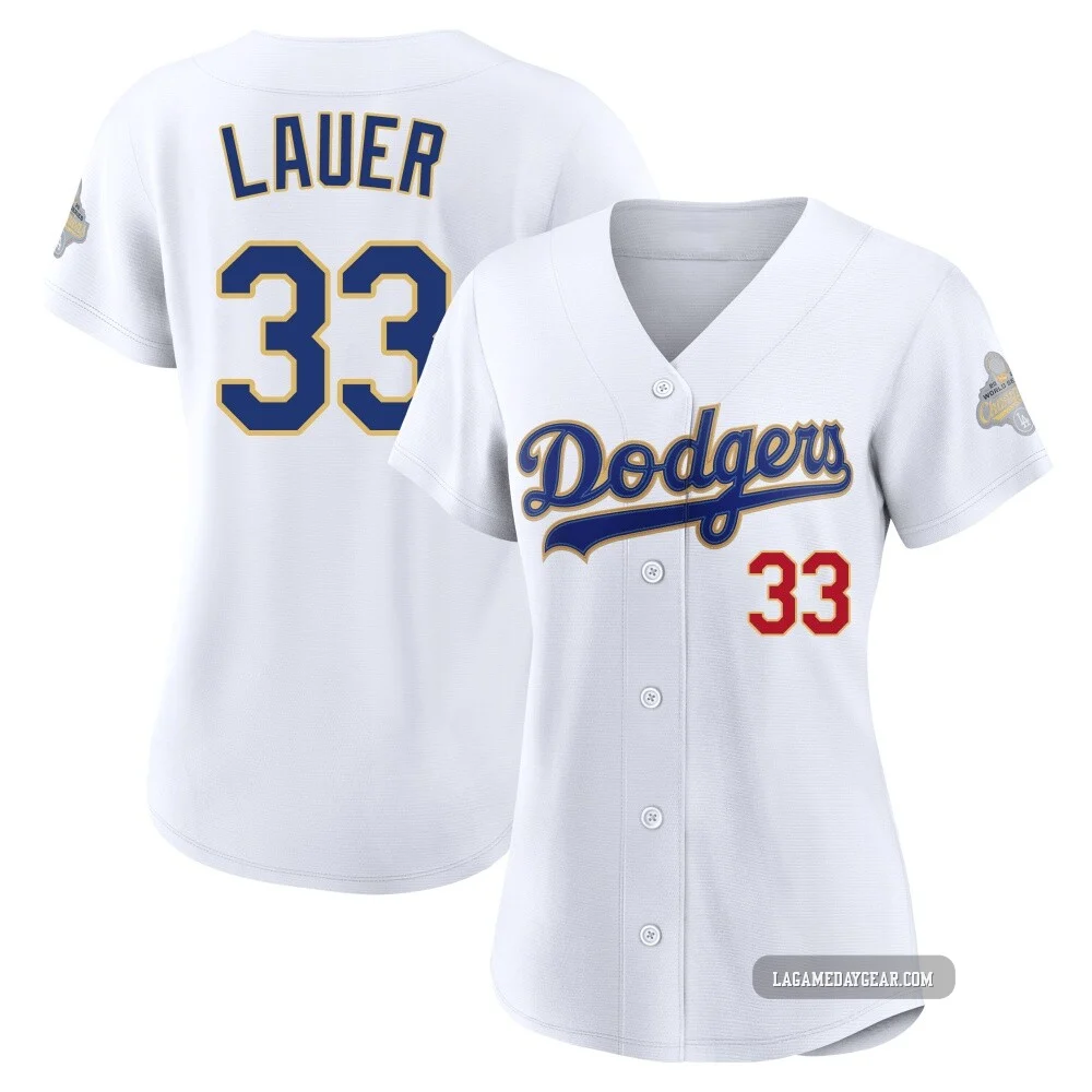 Eric Lauer ＃33 Los Angeles Dodgers Limited Women's Gold White 2026 Collection Stadium Jersey
