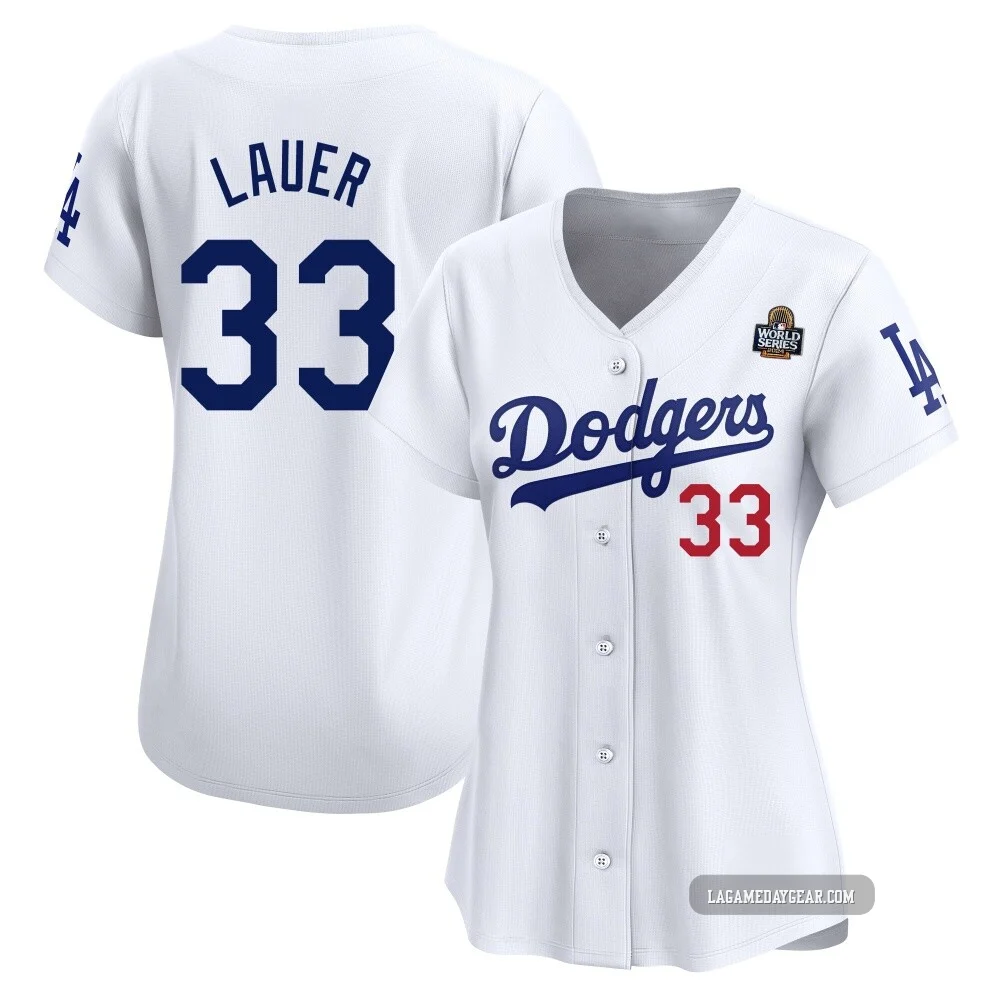 Eric Lauer ＃33 Los Angeles Dodgers Limited Women's White Home 2024 World Series Jersey
