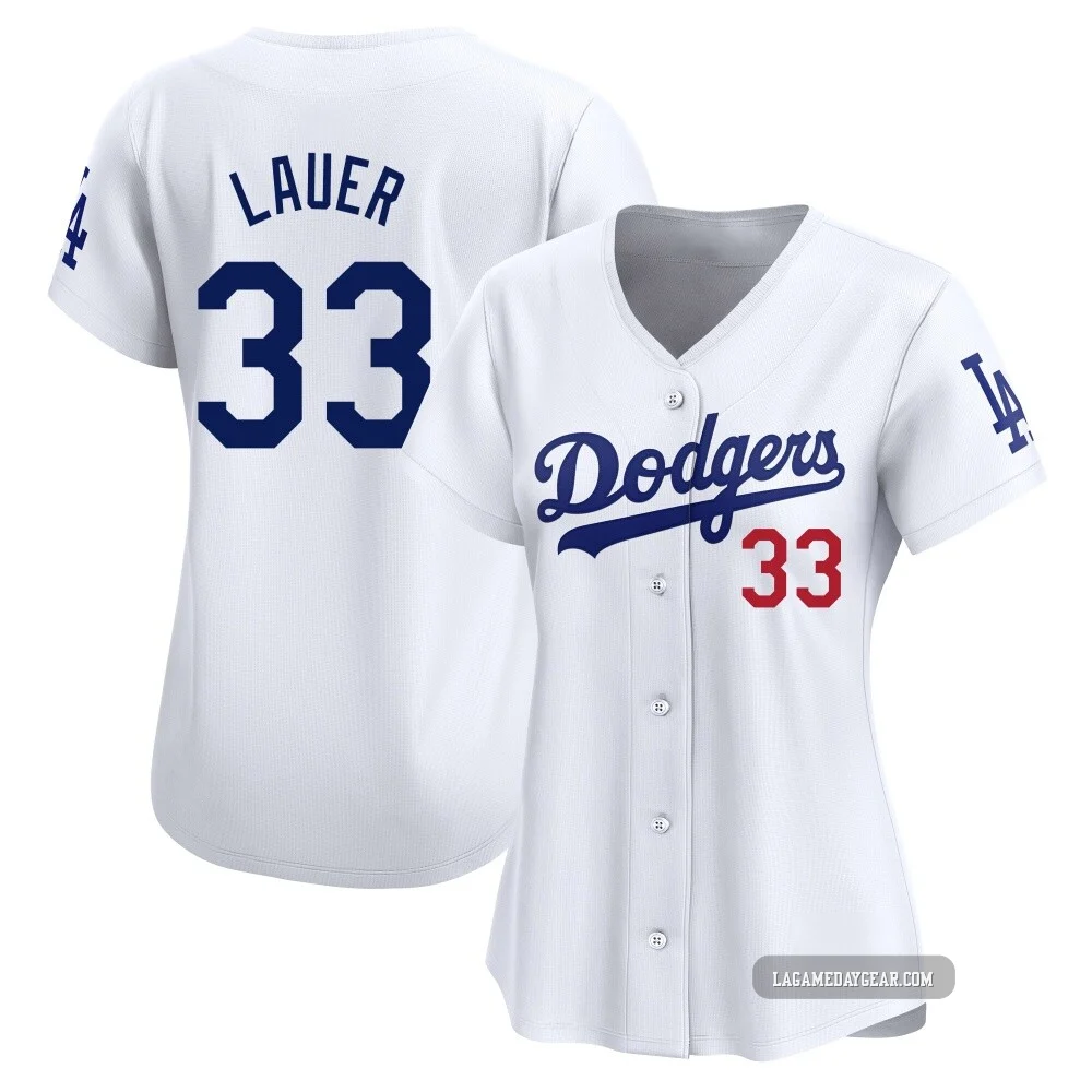 Eric Lauer ＃33 Los Angeles Dodgers Limited Women's White Home Jersey
