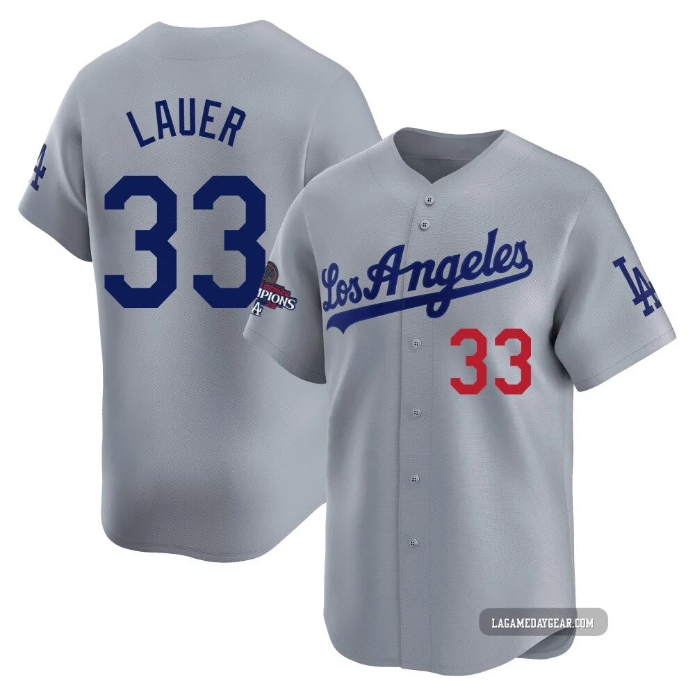 Eric Lauer ＃33 Los Angeles Dodgers Limited Youth Gray Away World Series Champions Jersey