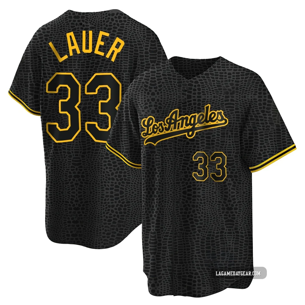 Eric Lauer ＃33 Los Angeles Dodgers Replica Men's Black Snake Skin City Jersey