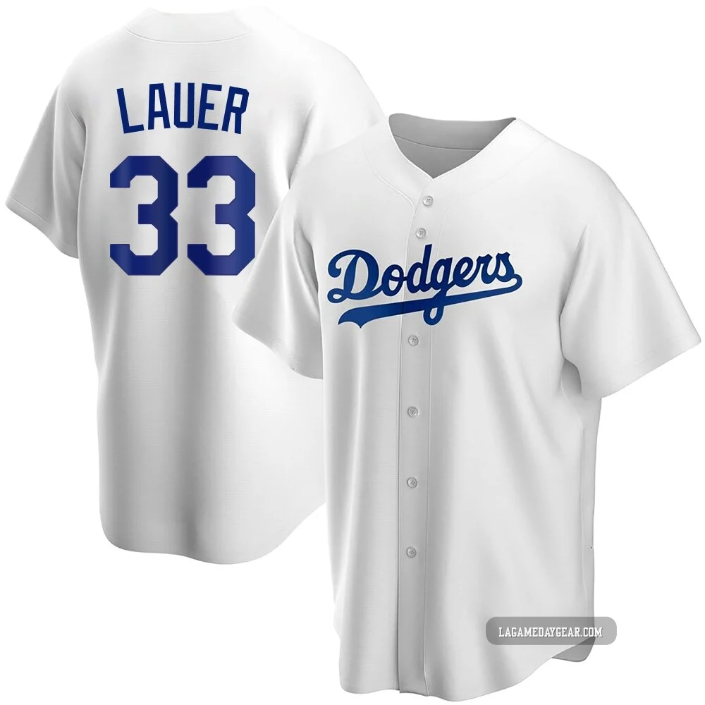 Eric Lauer ＃33 Los Angeles Dodgers Replica Youth White Home Jersey