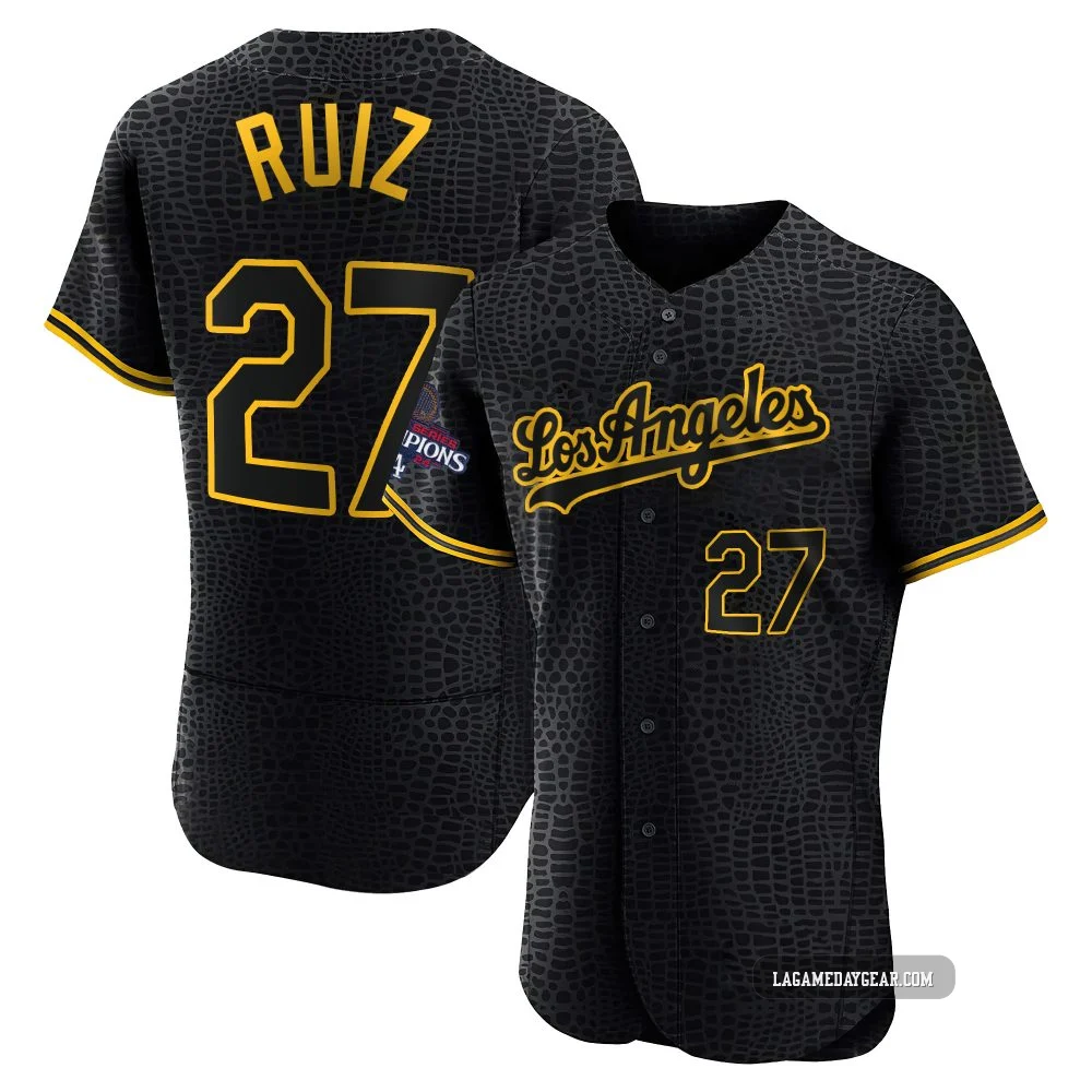 Esteury Ruiz ＃27 Los Angeles Dodgers Authentic Men's Black Snake Skin City 2024 World Series Champions Jersey