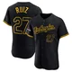 Esteury Ruiz ＃27 Los Angeles Dodgers Authentic Men's Black Snake Skin City 2024 World Series Champions Jersey