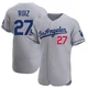 Esteury Ruiz ＃27 Los Angeles Dodgers Authentic Men's Gray Away Official 2024 World Series Champions Jersey