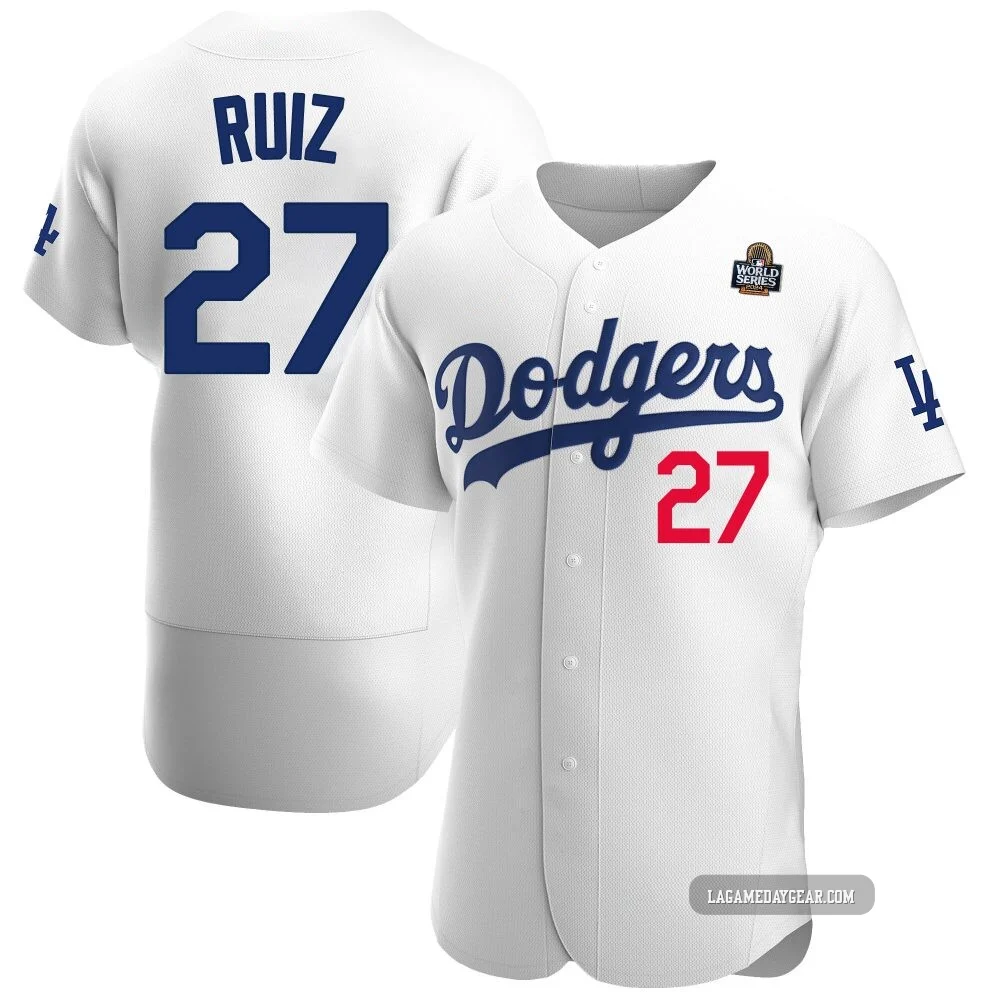 Esteury Ruiz ＃27 Los Angeles Dodgers Authentic Men's White Home Official 2024 World Series Jersey