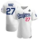 Esteury Ruiz ＃27 Los Angeles Dodgers Authentic Men's White Home Official 2024 World Series Jersey