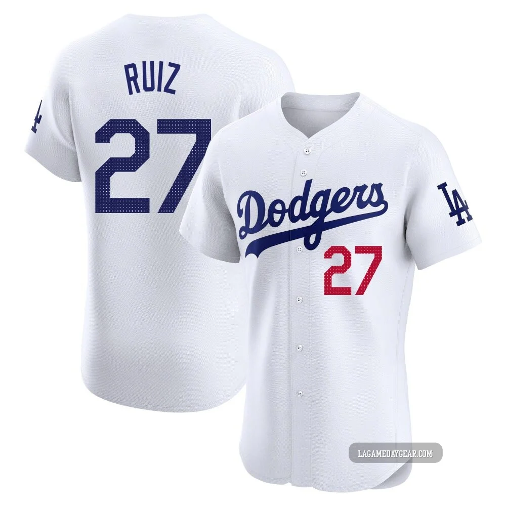 Esteury Ruiz ＃27 Los Angeles Dodgers Elite Men's White Home Jersey